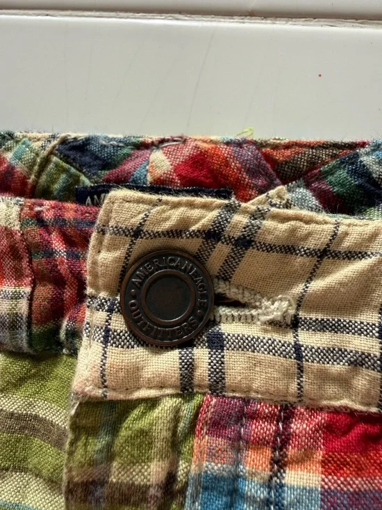 Vintage Y2K Plaid Patchwork Low Rise Mini Skirt Sz 14 American Eagle Outfitters - Picture 12 of 13